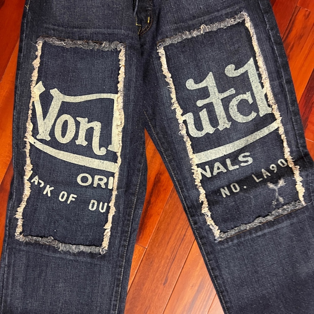 Von Dutch Jeans 30x30 Y2K Patch Logo Denim Dark Wash Streetwear Rare - Picture 4 of 10